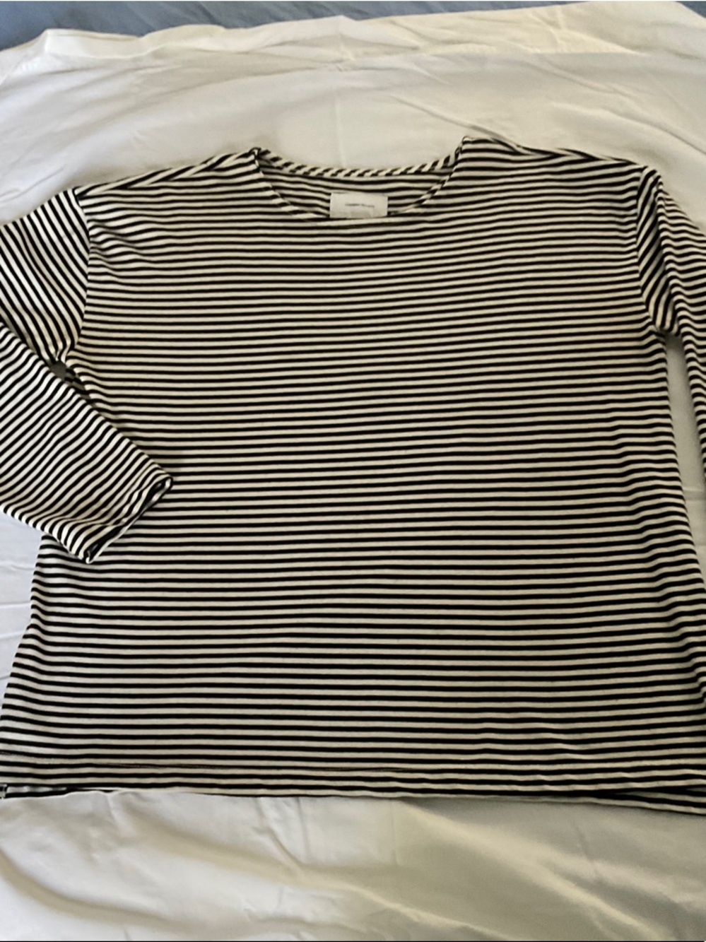 Current/Elliott Black and White Striped Long Sleeve T-Shirt